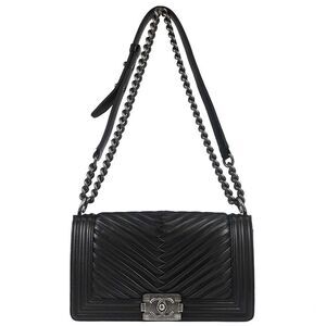 Chanel Boy Chanel Quilted Black Leather Shoulder Bag Bag